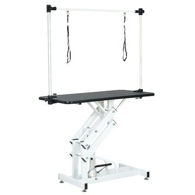 VisioGear 46" Folding Dog Pet Grooming Table with Adjustable Arm and Clamps, Pet Dog Cat Grooming Table, Pink, 46"*23.6"*65.5"