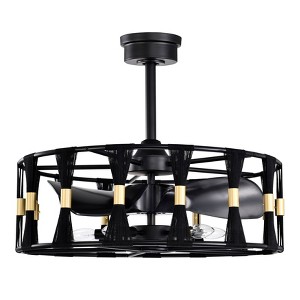 Warehouse Of Tiffany Helle 25" Elegant Matte Black Fandelier with Remote Control - 1 of 2