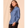 Allegra K Women's Regular Fit Point Collar Chest Pockets Button Down Dots Shirt - 2 of 4