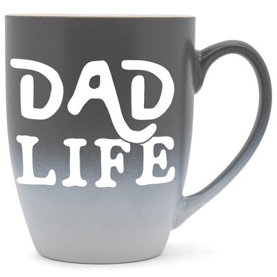 Elanze Designs Dad Life Two Toned Ombre Matte Grey and White 12 ounce Ceramic Stoneware Coffee Cup Mug