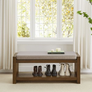 NicBex 40"/47" Modern Storage Bench with Lower Shoe Rack,Padded End of Bed Bench with Removable Cushion,Entryway Bench for Bedroom,Living Room - 1 of 4