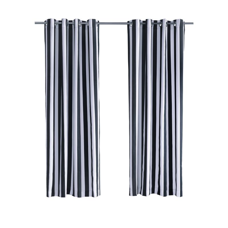 1pc Blackout Coastal Printed Striped Indoor/Outdoor Window Curtain Panel - Outdoor Décor, 4 of 6