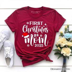 First Christmas as Mom 2025 Christmas T-Shirt, Matching Family Holiday Tee | OrnamentallyYou - 1 of 4