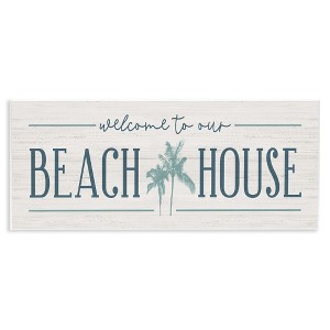 Stupell Industries Welcome to Beach House Sign Blue Palm Trees, 17" x 7" - 1 of 4