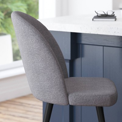 Alita Gray Faux Linen and Metal Counter Stools