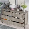 6 Drawers Dresser, 55" Fluted Chest of Drawers, Wooden Dresser TV Stand, Closet Clothes Storage, Grey - 3 of 4