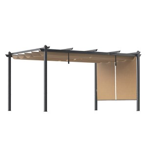 Aoodor Outdoor Pergola 12'x16' Aluminum Patio Pergola with Adjustable Sun Shade Cover and Retractable Canopy - 1 of 4