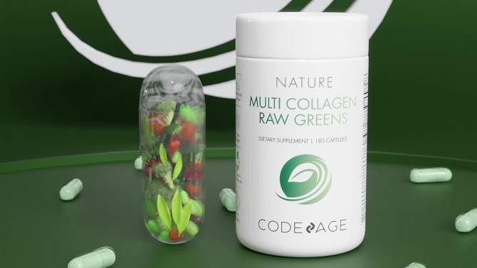 Codeage Multi Collagen Peptides Raw Greens, Hydrolyzed Collagen Protein, 21 Organic Fruits, Vegetables - 180ct, 2 of 14, play video