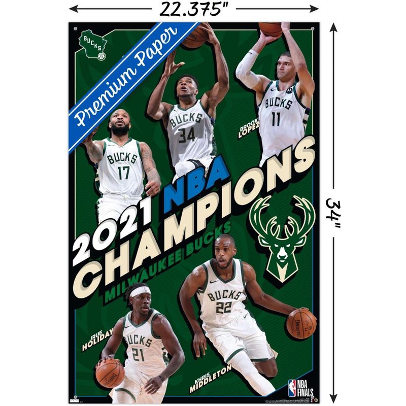 Trends International NBA Milwaukee Bucks  - 2021 NBA Finals Champions Unframed Wall Poster Prints, 3 of 7