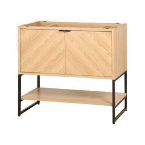 JONATHAN Y Juhl Chevron-Front Modern Minimalist 2-Shelf Bath Vanity Cabinet Only (Sink Basin Not Included) - 1 of 4