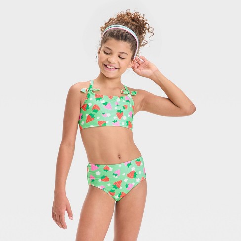 Girls Strawberries Printed Bikini Set Cat Jack Green L Target