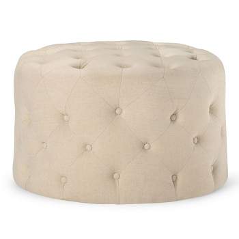 Maven Lane Marcy Traditional Round Ottoman in Fabric Upholstery