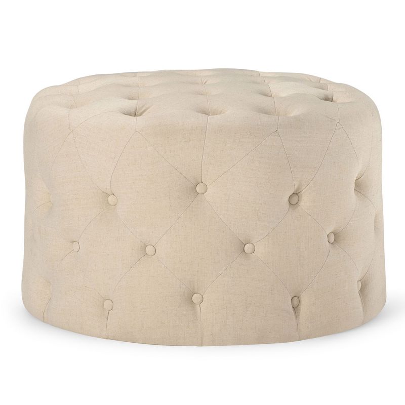 Maven Lane Marcy Traditional Round Ottoman in Fabric Upholstery, 1 of 8