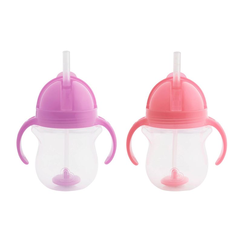 Munchkin Any Angle Click Lock Weighted 2pk Straw Trainer Cup - 7oz, 1 of 9