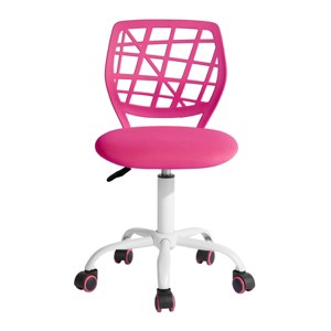 FurnitureR Desk Chair, Adjustable Computer Task Chair Office Chairs with Plastic Backrest and Padded Seat Cushion, Swivel Chair with Wheels, Pink - 1 of 4
