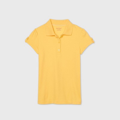 Girls' Short Sleeve Interlock Uniform Polo Shirt - Cat & Jack™ Yellow S