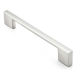 Cauldham Solid Kitchen Cabinet Pulls Handles (5" Hole Centers) - Modern Thin Profile Drawer/Door Hardware - Style M255 - Satin Nickel - 1 of 4