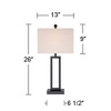 360 Lighting Aston 26" High Open Rectangle Modern Table Lamp Black Finish Metal Single Off-White Shade Living Room Bedroom Bedside Nightstand House - 4 of 4