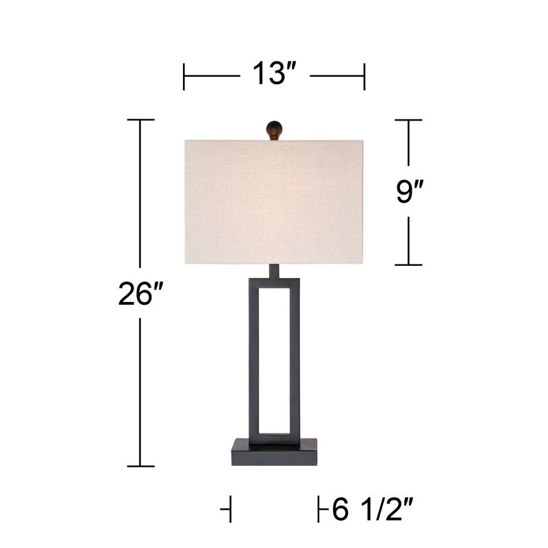 360 Lighting Aston 26" High Open Rectangle Modern Table Lamp Black Finish Metal Single Off-White Shade Living Room Bedroom Bedside Nightstand House, 4 of 8