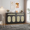 60'' Rattan Sideboard, Sideboard Cabinet with 2 Drawers and 4 Rattan Doors, Buffet Cabinet with Adjustable Shelves for Dining Room, Living Room - 2 of 4