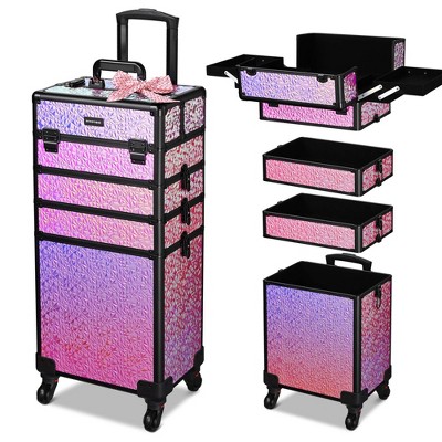 Byootique 4in1 Rolling Makeup Train Case Cosmetic Organizer Wheel