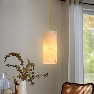 CityFurn 1-Light Kitchen Island Cylinder Pendant Lights with Alabaster Shade - 1 of 4