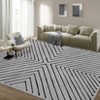 Modern Geometric Area Rug Farmhouse Stripe Area Rug Living Room Stain Resistant Non-Slip Carpet for Bedroom Dining Room - 2 of 4
