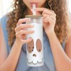 Ototo 17 fl oz Bonesy Glass Tumbler with Lid and Straw, Silicone, Glass, and Bamboo White - 3 of 4