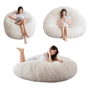 MAXYOYO 3 in 1 Giant Bean Bag Chair for Adult, High-Density Foam Filling, Convertible Sofa Bed, Beige - 1 of 4