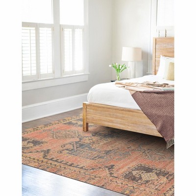 Handmade Red Geometric Cotton Chenille 9' x 12' Area Rug