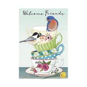 Songbirds and Teacups Applique Garden Flag - 1 of 4