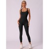 Allegra K Women's U Neck One Piece Jumpsuit Workout Sleeveless Tummy Control No Show Ribbed Shapewear Body Shapers - 4 of 4