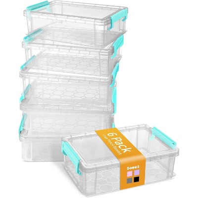 Paaaawaters 6 Pack Extra Large Pencil Box, Plastic Pencil Case Crayon Box, Clear Marker Organizer Plastic Containers with Lid