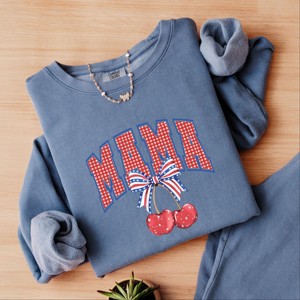 Simply Sage Market Patriotic Mama Cherries Lightweight Garment Dyed Sweatshirt - 1 of 4
