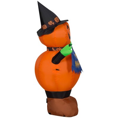 Airblown Inflatable Pumpkin Witch with Happy Halloween Sign