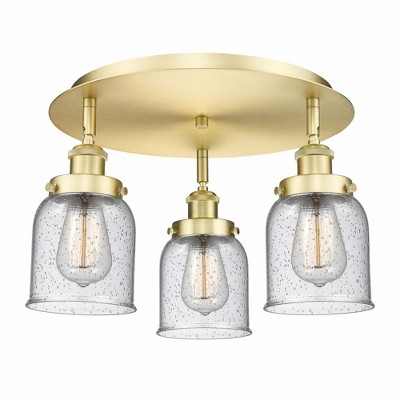 Bell - 3 Light Flush Mount In Art Deco Style-9.25 Inches Tall and 16.75 Inches Wide