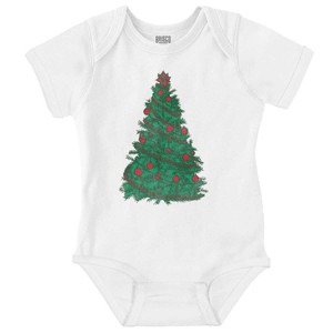 Classic Vintage Christmas Tree Baby Romper Boys or Girls Brisco Brands - 1 of 4
