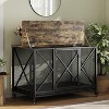 48'' Heavy Duty Dog Crate with Flip-up Top & Wheels, Decorative Pet Kennel Furniture for All Breeds - 2 of 4