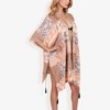 Anna-Kaci Swim Women's Floral Duster Style Cover-Up With Tassels Open Front And Short Sleeves- One Size Fits Most, Mauve Pink - 4 of 4