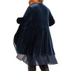 Agnes Orinda Women's Plus Size Velvet Layered Mesh Hem Open Front Long Sleeve Cardigans - 4 of 4