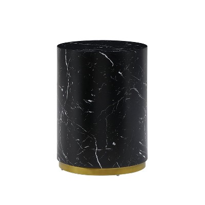 NicBex Faux Marble Cylinder Coffee Tables for Living Room,Tea Tables with Gold Metal Base,Round Side Table