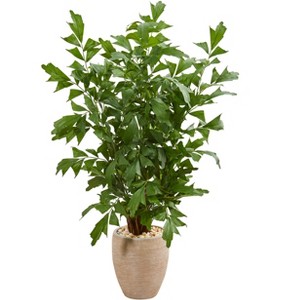 Nearly Natural 5-ft Fishtail Palm Artificial Tree in Sand Colored Planter - 1 of 1