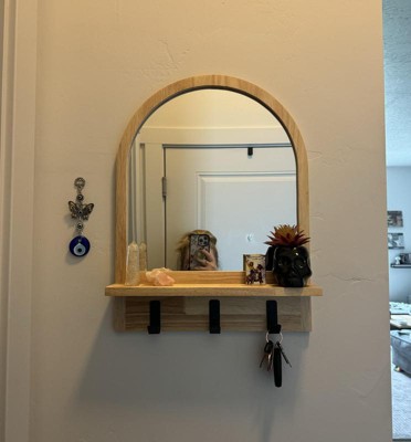 Wood Entryway Organizer With Mirror Light Wood Brightroom Target