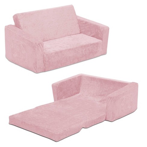 Delta Children Kids Serta Perfect Sleeper Extra Wide Comfy 2 in 1 Flip Open Convertible Sofa to Lounger Pink