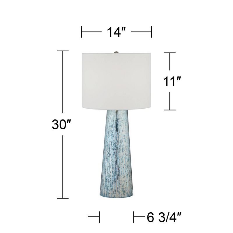 360 Lighting Marcus Modern Table Lamp 30" Tall Mercury Glass Column Shape White Drum Shade for Bedroom Living Room Bedside Nightstand Office Kids Home, 4 of 9