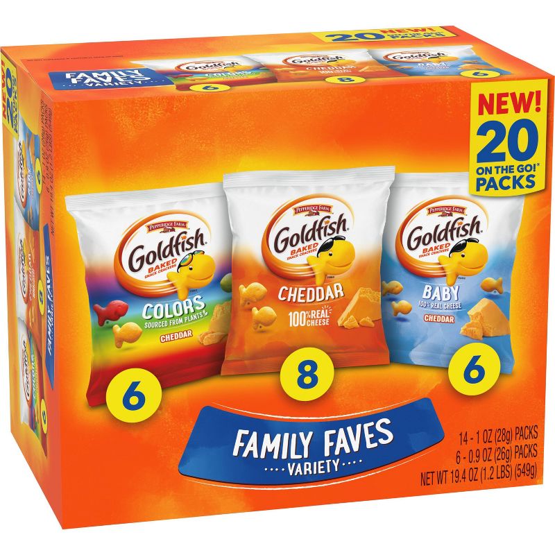 Goldfish Crackers Family Faves Variety Pack - 19.4oz/20ct, 4 of 13