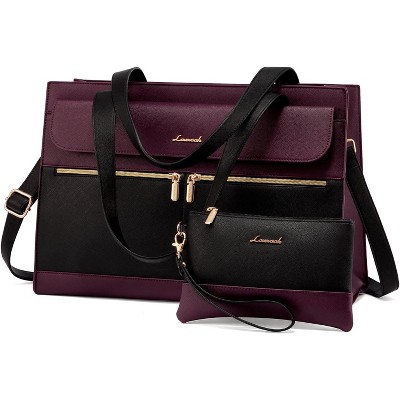 LOVEVOOK Laptop Bag for Women 15.6 Inch Tote Work Professional Leather Computer Briefcase Waterproof