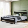 Allewie King Metal Bed Frame with Curved Wood Headboard & Footboard, Heavy Duty Platform with Storage, Noise-Free, No Box Spring, Easy Assembly, Black - 2 of 4