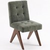 YOUNIKE Modern Upholstered Chair Dining Room Armless Kitchen Chairs Set of 4 Linen Fabric Chair Vanity with 4.7" Thick Cushion Wood V-Leg - 2 of 4