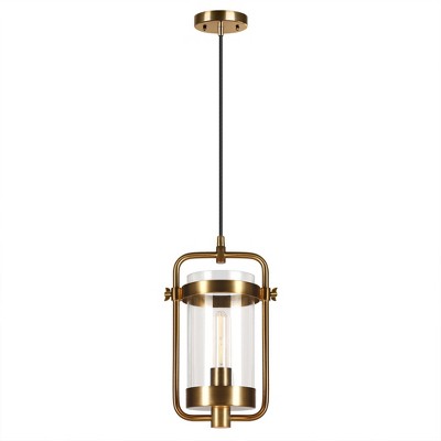 Hudson and Canal 11" Wide Industrial Pendant with Glass Shade